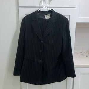 Collections For Le Suit Black White Striped Polyester Suit Coat And Dress Pants